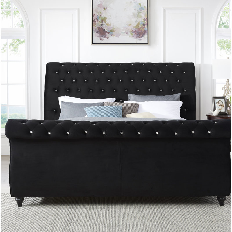 Matos tufted upholstered sleigh bed rosdorf park discount